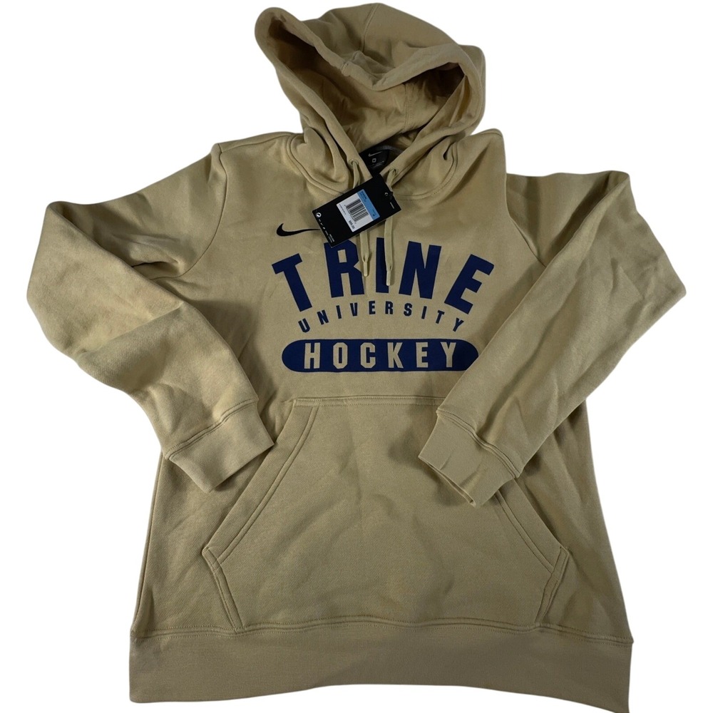 Nike Tan Trine University Hockey Pullover Hoodie with Navy Logo